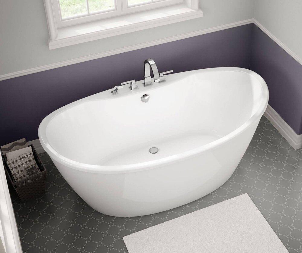 MAAX White 66 x 36 in. Freestanding Bathtub with Rear Center Drain 