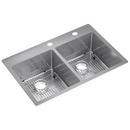 33 x 22 in. 2-Hole Stainless Steel Double Bowl Dual Mount Kitchen Sink in Polished Satin