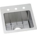 Elkay Polished Satin 15 x 15 in. 3 Hole Drop-in and Undermount Stainless Steel Bar Sink 