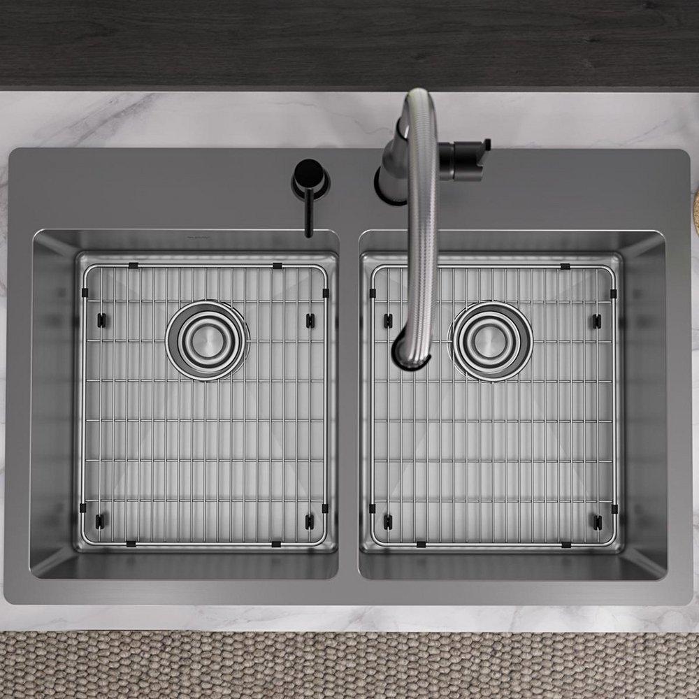 Elkay Polished Satin 33 x 22 in. Stainless Steel Double Bowl Dual Mount Kitchen Sink in Polished Satin 