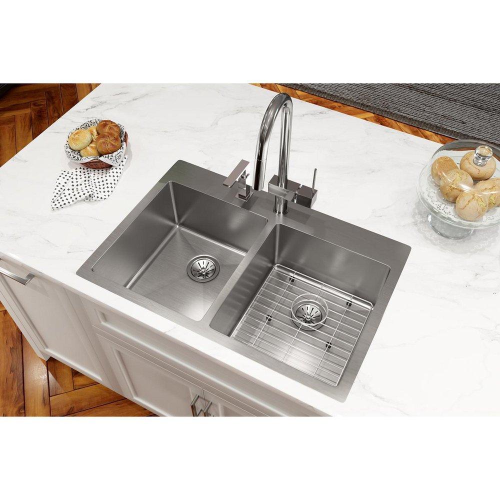 Elkay Polished Satin 33 x 22 in. Stainless Steel Double Bowl Dual Mount Kitchen Sink in Polished Satin 