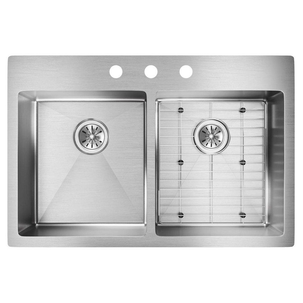 Elkay Polished Satin 33 x 22 in. Stainless Steel Double Bowl Dual Mount Kitchen Sink in Polished Satin 