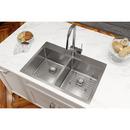 Elkay Polished Satin 33 x 22 in. 1 Hole Stainless Steel Double Bowl Dual Mount Kitchen Sink 