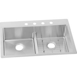 33 in. Dual Mount Stainless Steel Double Bowl Kitchen Sink in Polished Satin