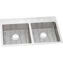 33 x 22 in. No-Hole Stainless Steel Double Bowl Dual Mount Kitchen Sink in Polished Satin