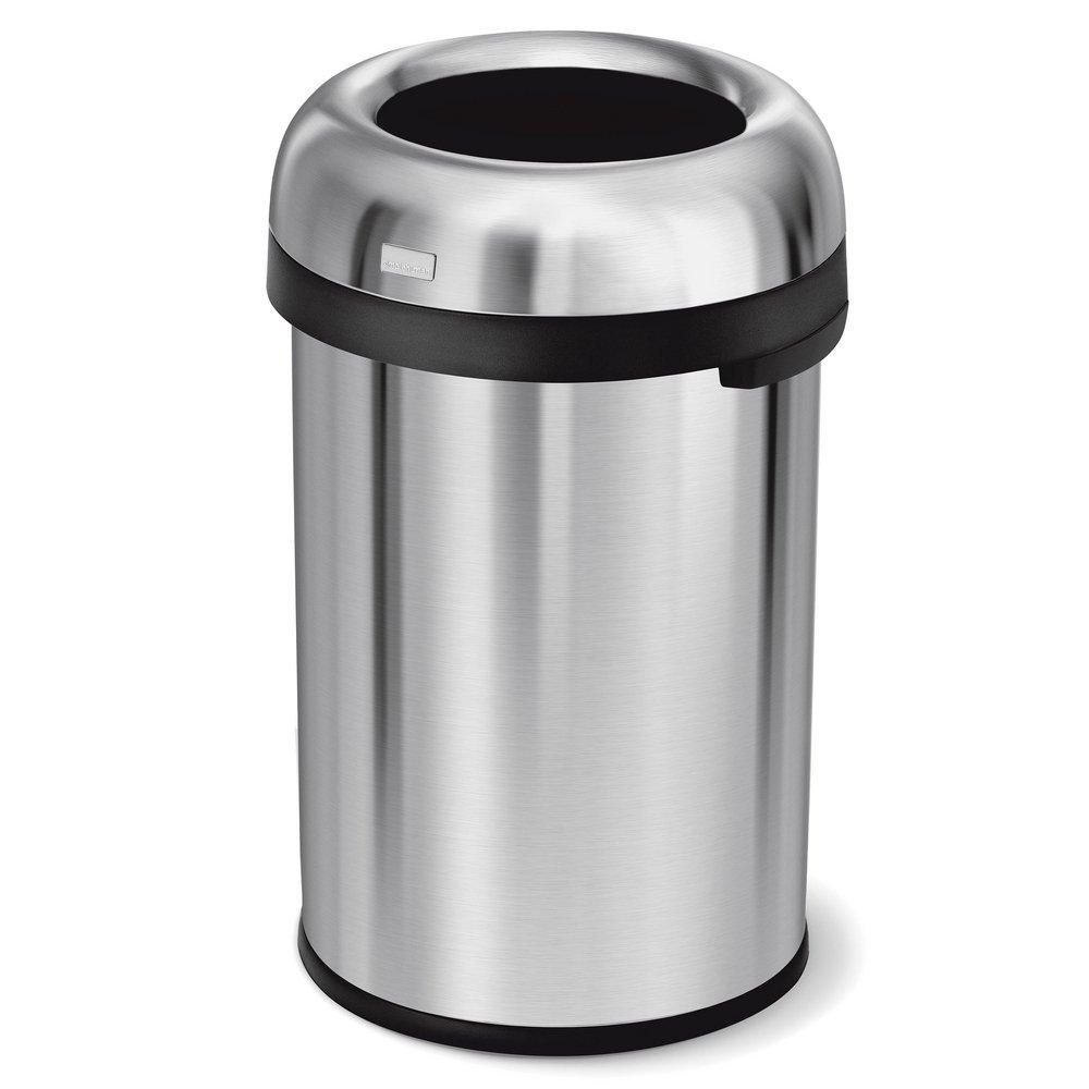 Simplehuman Brushed Stainless Steel 115 L Heavy Gauge Bullet Open Top Commercial Trash Can 