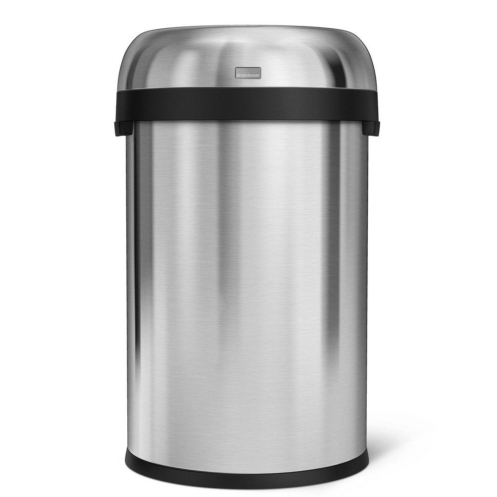 Simplehuman Brushed Stainless Steel 115 L Heavy Gauge Bullet Open Top Commercial Trash Can 