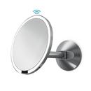 8 x 9-1/10 in. Wall Mount LED Lighted Sensor Activated Hardwired Vanity Makeup Mirror in Brushed Steel