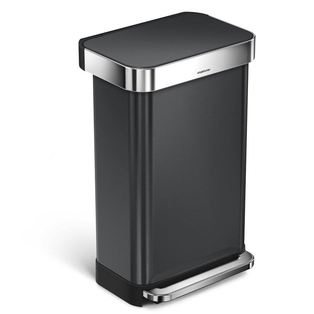 Simplehuman 45 Liter Rectangle Step Can With Liner Pocket, K Liner, Trash  Cans & Recycling Bins