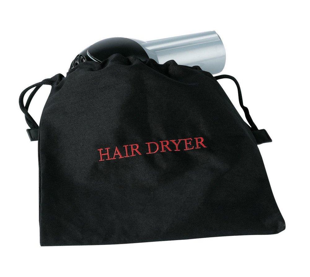 Pressto Valet Black/Red Embroidered Bag for Standard Handheld Hair Dryers 