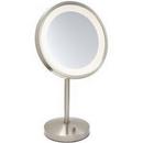 9-1/2 x 20 in. LED Lighted Table Top Freestanding 5X Magnifying Mirror with AC Outlet at the Base in Nickel