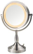 8-1/2 x 16 in. Lighted Freestanding Table Top 7X Magnifying Mirror in Nickel