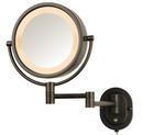 8 x 14 in. Halogen Lighted Wall Mount Double Arm Hardwired 5X Magnifying Mirror in Bronze
