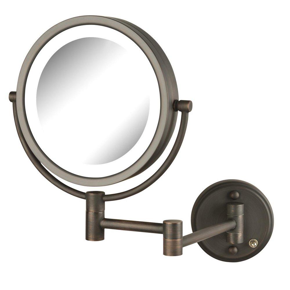 Jerdon Style Bronze 8-1/2 in. LED Lighted Wall Mount 8X Magnifying Mirror 