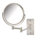 8 x 12 in. Lighted Wall Mount Double Arm 5X Magnifying Mirror with Oversize Mounting Base in Nickel