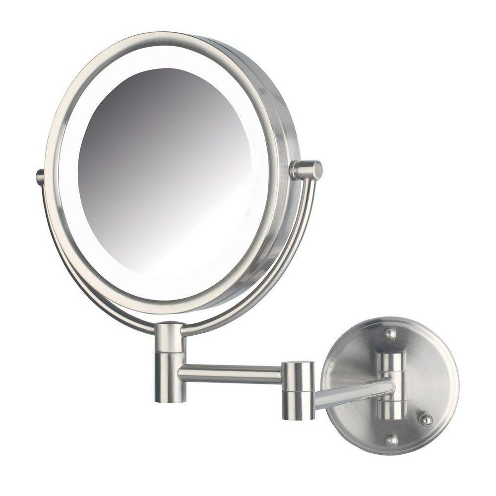 Jerdon Style Nickel 8-1/2 x 14 in. LED Lighted Wall Mount Direct Wired 8X Magnifying Mirror 