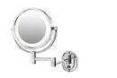 8 x 14 in. Halogen Lighted Wall Mount Double Arm Hardwired 5X Magnifying Mirror in Polished Chrome