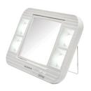 2-1/8 in. LED Lighted AC and Battery Powered Freestanding 5X Makeup Magnifying Mirror in White