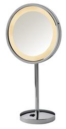 9-1/2 x 20 in. LED Lighted Table Top Freestanding 5X Magnifying Mirror with AC Outlet at the Base in Polished Chrome