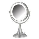 8-1/2 x 15 in. LED Lighted Freestanding Table Top 8X Magnifying Mirror in Nickel