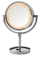 8-1/2 x 15-1/2 in. Halogen Lighted Freestanding Table Top 5X Magnifying Mirror in Polished Chrome