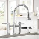 BLANCO PVD Steel Bridge Two Handle Pull Down Kitchen Faucet 