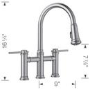 BLANCO PVD Steel Bridge Two Handle Pull Down Kitchen Faucet 