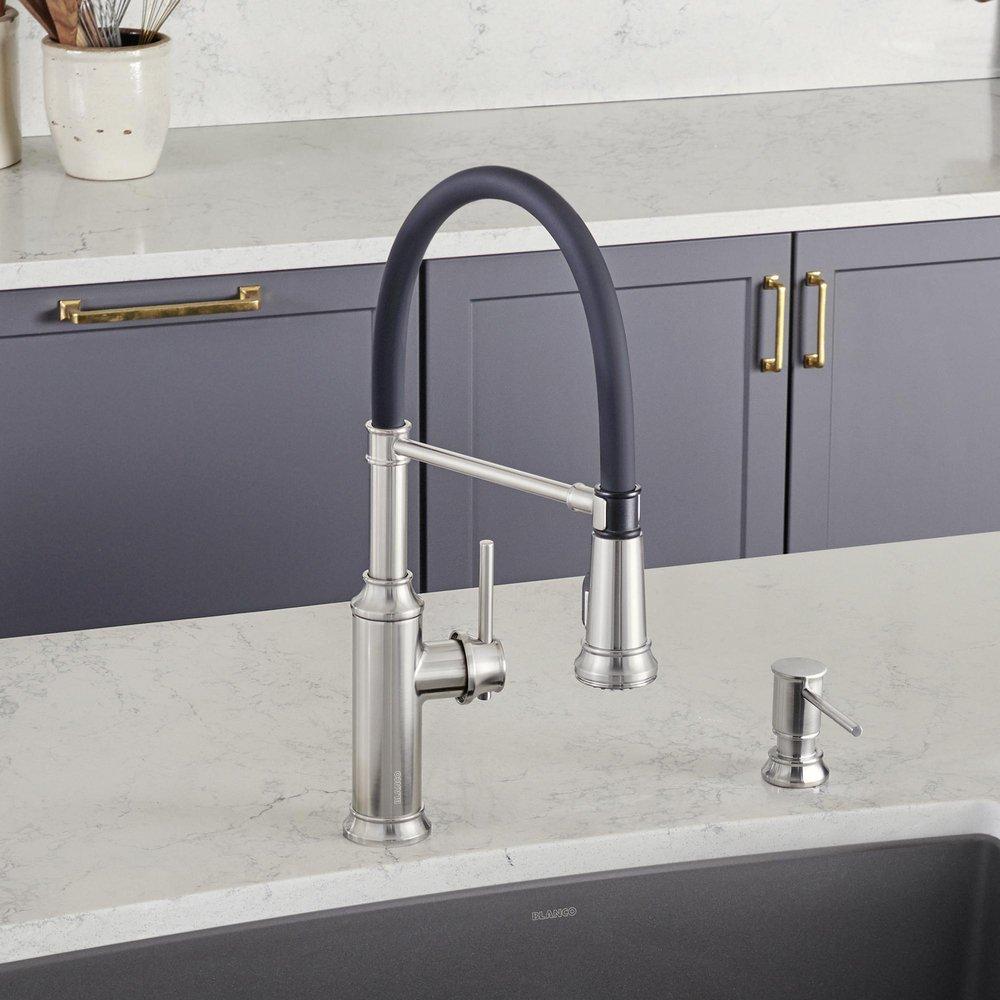BLANCO PVD Steel Single Handle Pull Down Kitchen Faucet 