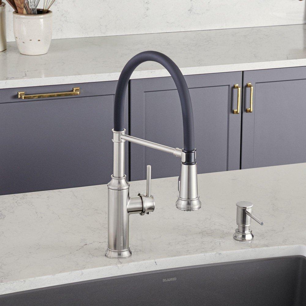 BLANCO PVD Steel Single Handle Pull Down Kitchen Faucet 