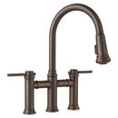 Two Handle Bridge Pull Down Kitchen Faucet in Oil Rubbed Bronze