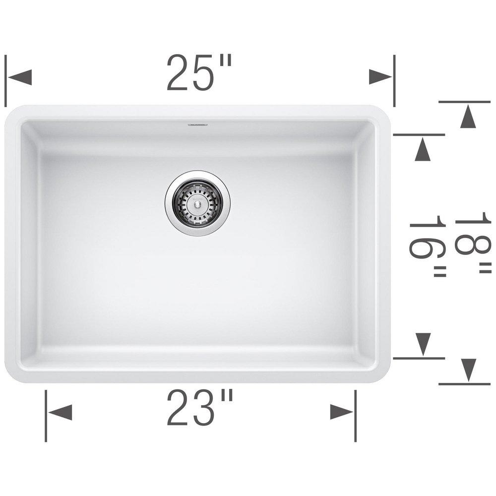 BLANCO White 25 x 18 in. No Hole Composite Single Bowl Undermount Kitchen Sink 
