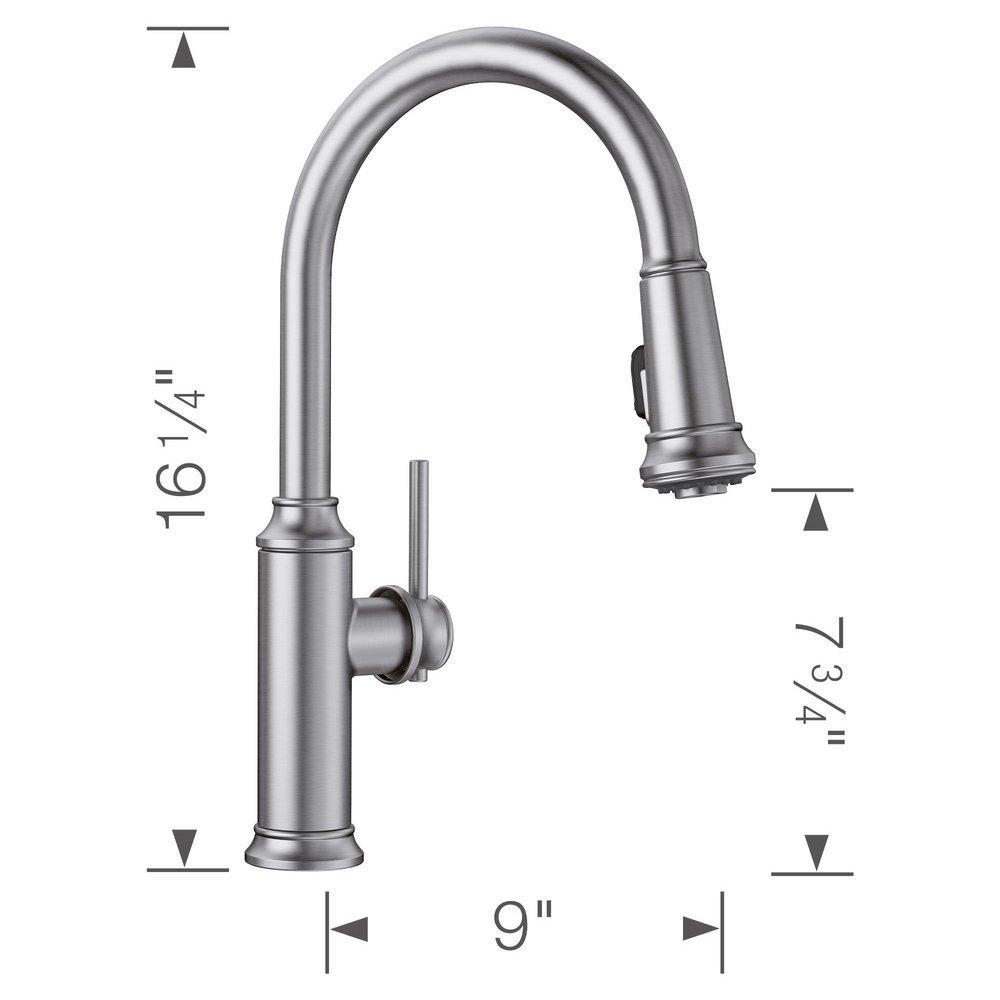 BLANCO PVD Steel Single Handle Pull Down Kitchen Faucet 