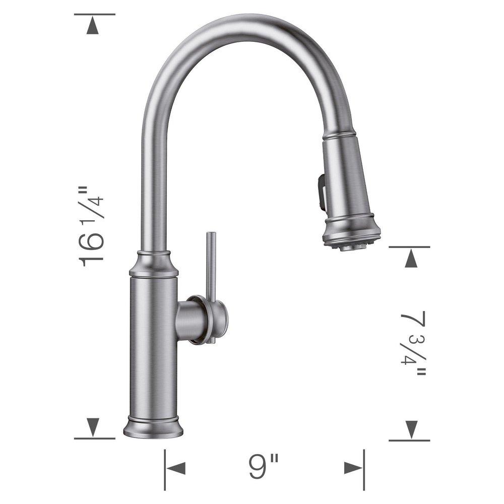 BLANCO PVD Steel Single Handle Pull Down Kitchen Faucet 