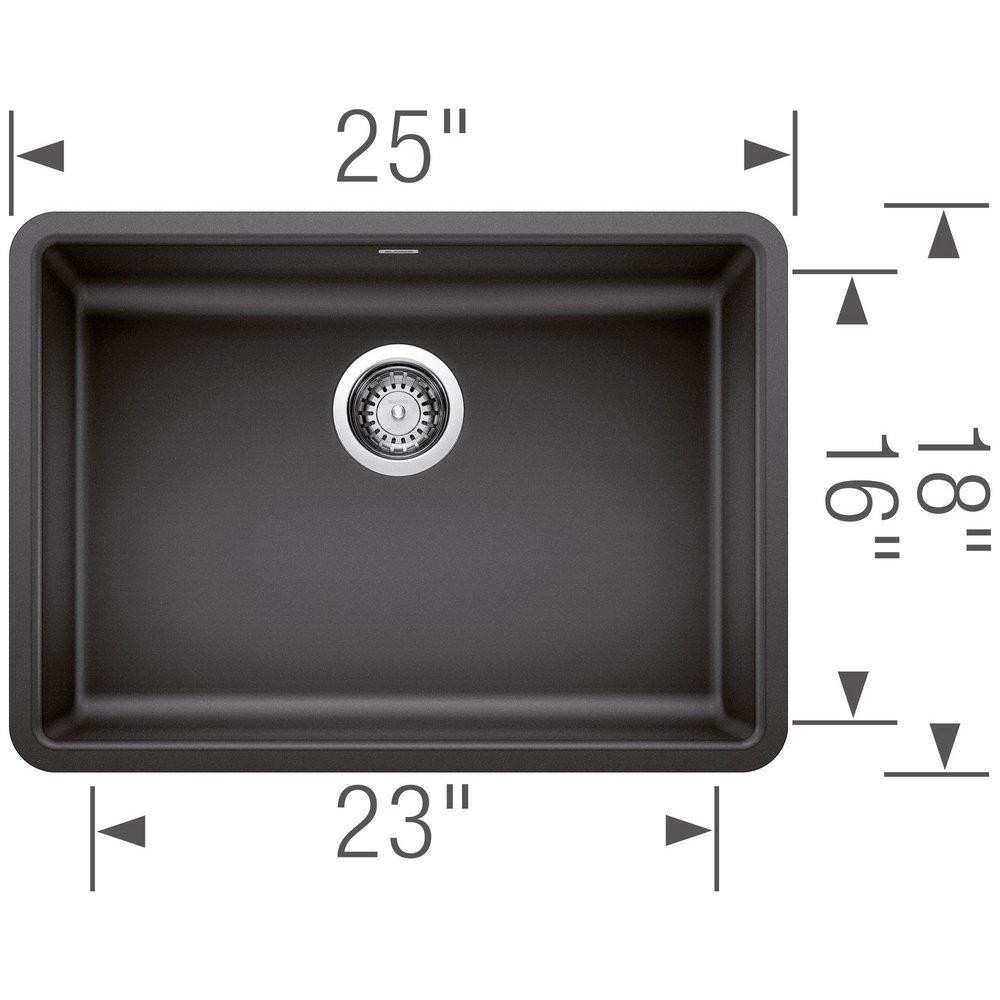 BLANCO Anthracite 25 x 18 in. No Hole Composite Single Bowl Undermount Kitchen Sink 