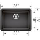 BLANCO Anthracite 25 x 18 in. No Hole Composite Single Bowl Undermount Kitchen Sink 