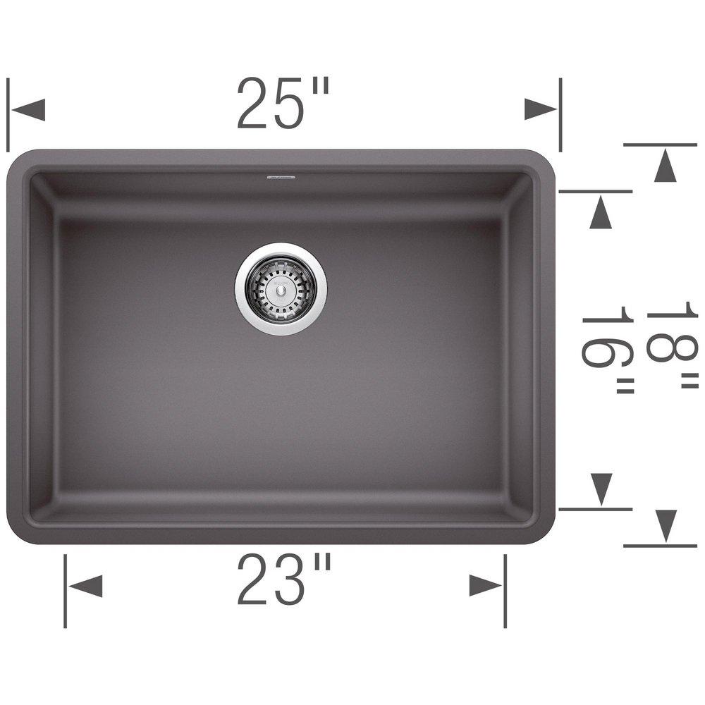 BLANCO Cinder 25 x 18 in. No Hole Granite Composite Single Bowl Undermount Kitchen Sink 