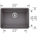 BLANCO Cinder 25 x 18 in. No Hole Granite Composite Single Bowl Undermount Kitchen Sink 