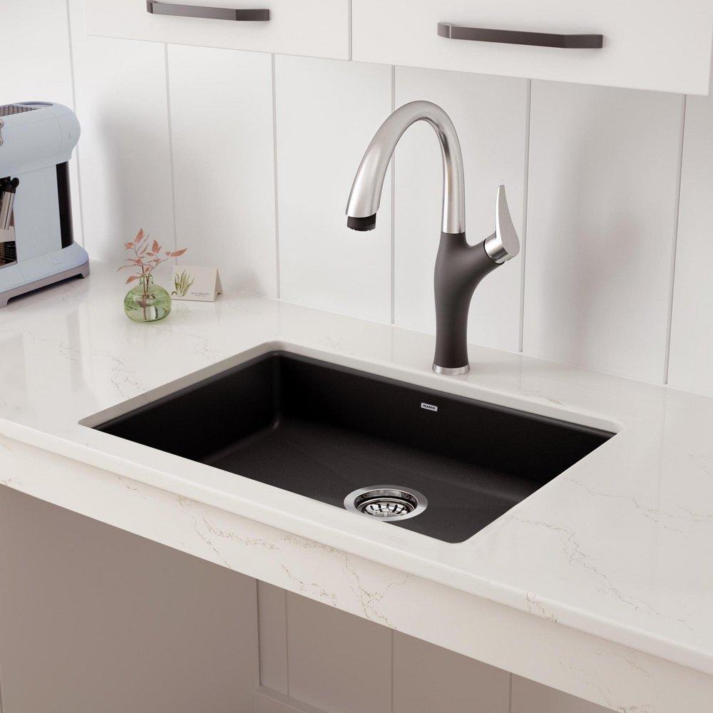 BLANCO Cinder 25 x 18 in. No Hole Granite Composite Single Bowl Undermount Kitchen Sink 