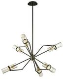 Troy Lighting Textured Bronze RAEF - 36" 6-LIGHT CHANDELIER - TEXTURED BRONZE AND BRUSHED BRASS FINISH - CLEAR GLASS 