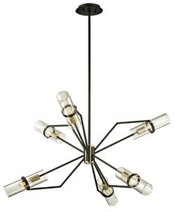 60W 6-Light 1-Tier Incandescent Chandelier in Textured Bronze with Brushed Brass