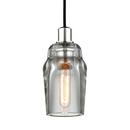 60W 1-Light Medium E-26 Incandescent Pendant in Graphite with Polished Nickel