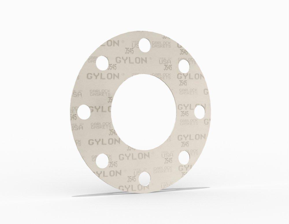 GYLON&reg;  Style 3545 Full Face Gasket, Microcellular PTFE with Rigid PTFE Core PTFE, 4 in. ASME B16.5 Class 300, 0.125 in. Thick, 8 Bolt Holes 