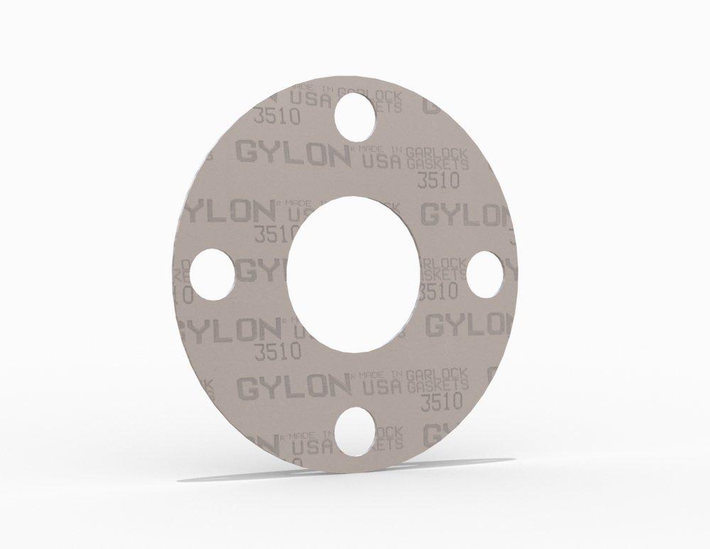 GYLON&reg;  Style 3510 Full Face Gasket, PTFE with Barium Sulfate PTFE, 1 in. ASME B16.5 Class 300, 0.125 in. Thick, 4 Bolt Holes 
