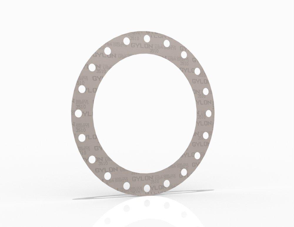 GYLON&reg;  Style 3510 Full Face Gasket, PTFE with Barium Sulfate PTFE, 24 in. ASME B16.5 Class 150, 0.125 in. Thick, 20 Bolt Holes 