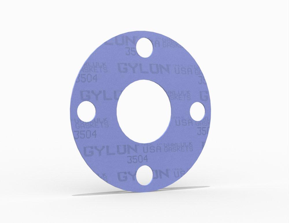 GYLON&reg;  Style 3504 Full Face Gasket, PTFE with Aluminosilicate Microspheres PTFE, 2 1/2 in. ASME B16.5 Class 150, 0.063 in. Thick, 4 Bolt Holes 