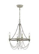 18 in. 60W 4-Light Candelabra E-12 Incandescent Chandelier in French Washed Oak with Distressed White Wood