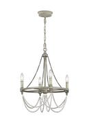 Visual Comfort & Co. Studio French Washed Oak/Distressed White Wood 18 in. 60W 4-Light Candelabra E-12 Incandescent Chandelier 