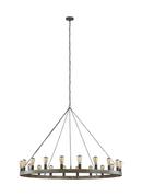 Visual Comfort & Co. Studio Weathered Oak Wood/Antique Forged Iron 60 x 40-1/2 in. 75W 1-Tier 20-Light Incandescent Chandelier 