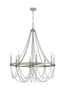 36 in. 60W 8-Light Candelabra E-12 Incandescent Chandelier in French Washed Oak with Distressed White Wood