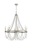 Visual Comfort & Co. Studio French Washed Oak/Distressed White Wood 36 in. 60W 8-Light Candelabra E-12 Incandescent Chandelier 